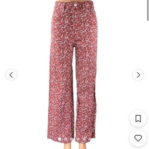 H&M Women's Wide Leg Floral Pants - Red and White
